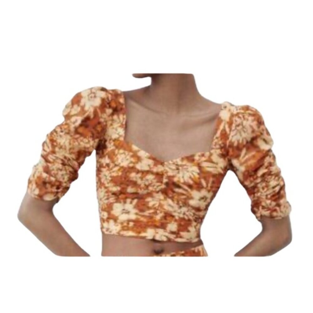 Zara Drape Crop Top Orange